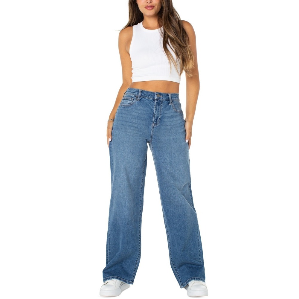 Celebrity Pink Juniors Mandy Baggy Jeans Size S Medium Wash High Rise Wide Leg - Picture 3 of 9